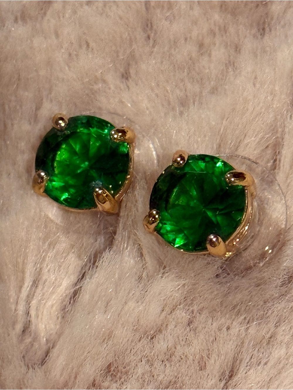 Kate Spade Round Faceted Emerald Green Crystal Earrings